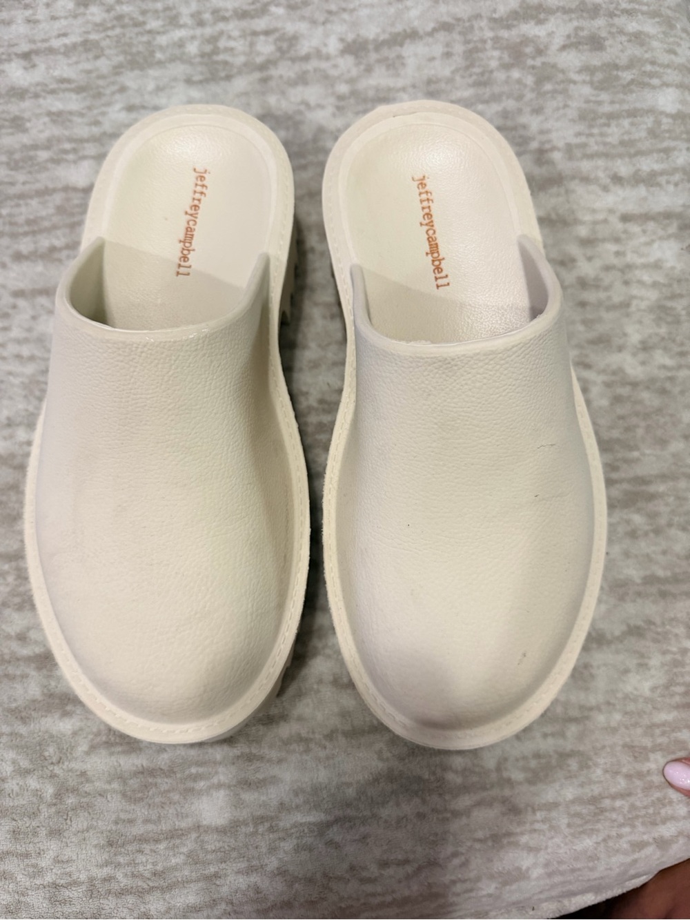 Jeffrey Campbell Cream Slip-On Mules